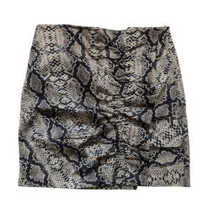 Zara Snakeskin Ruffle Patterned Pencil Mini Skirt  Size Medium